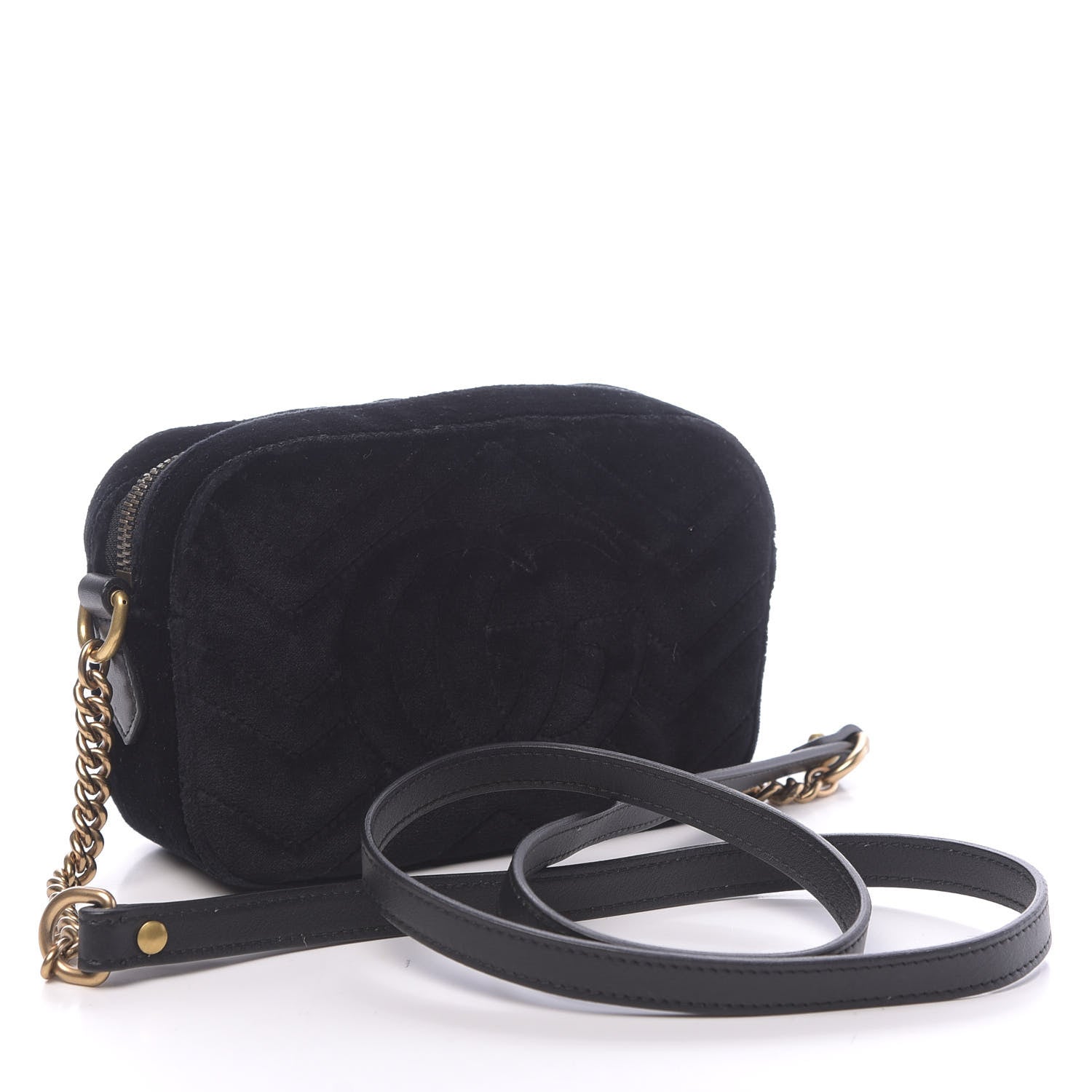 Gucci Velvet Matelasse Marquise Crystals Mini GG Marmont Chain Shoulder Bag Black 3 of 10