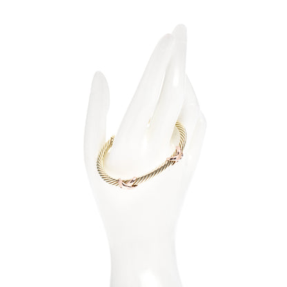 David Yurman 14K Yellow Rose Gold 5mm Double X Cable Cuff Bracelet 2 of 4
