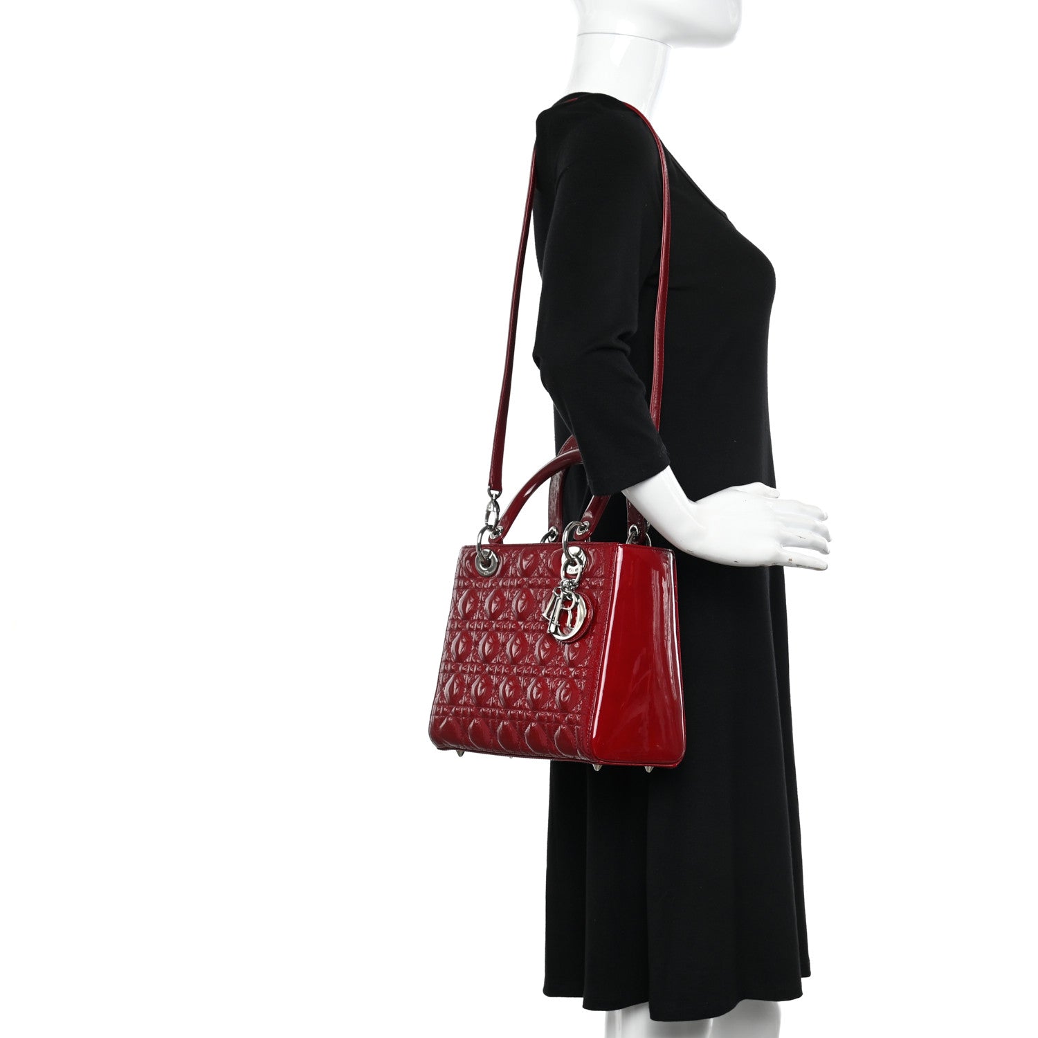 Christian Dior Patent Cannage Medium Lady Dior Red 2 of 10