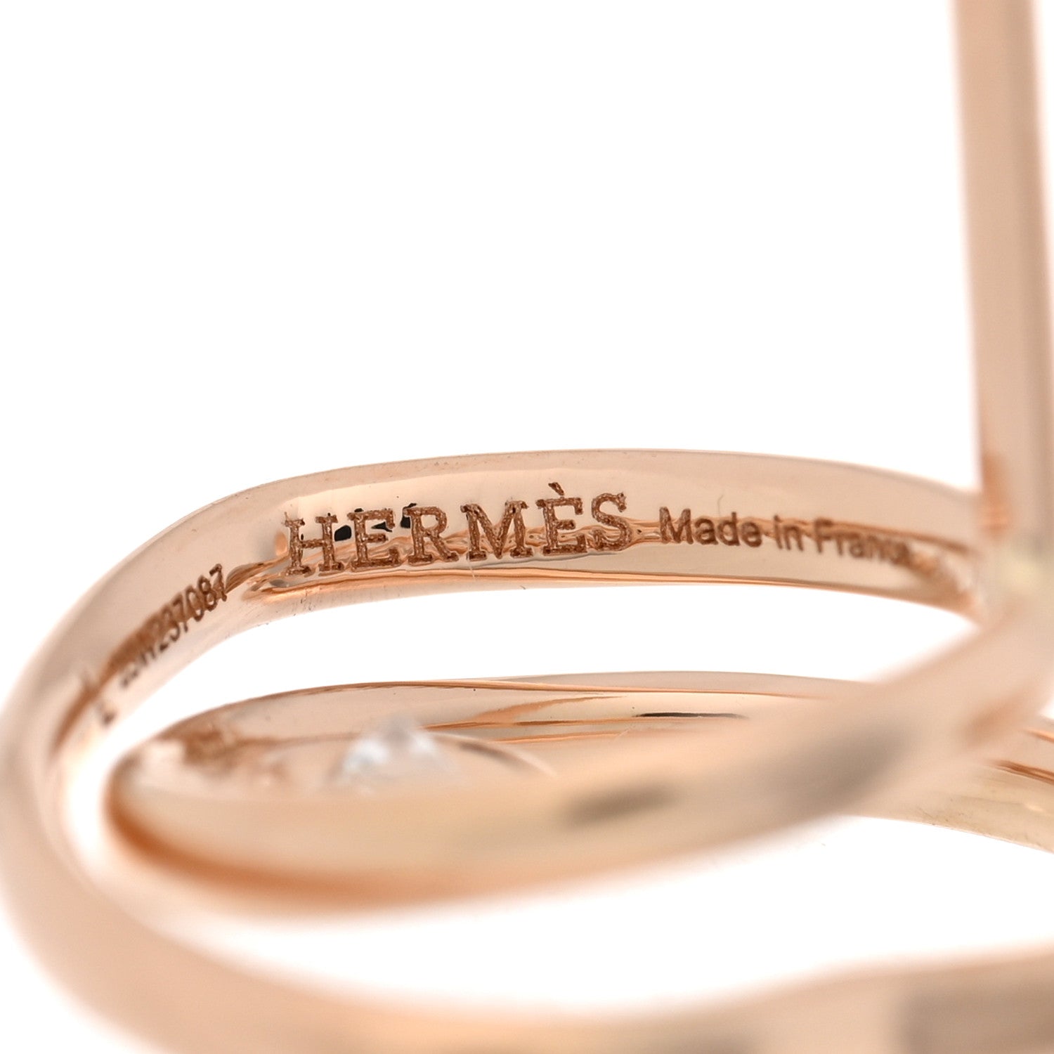 Hermes 18K Rose Gold Diamond TPM Vertige Coeur Earrings 4 of 5