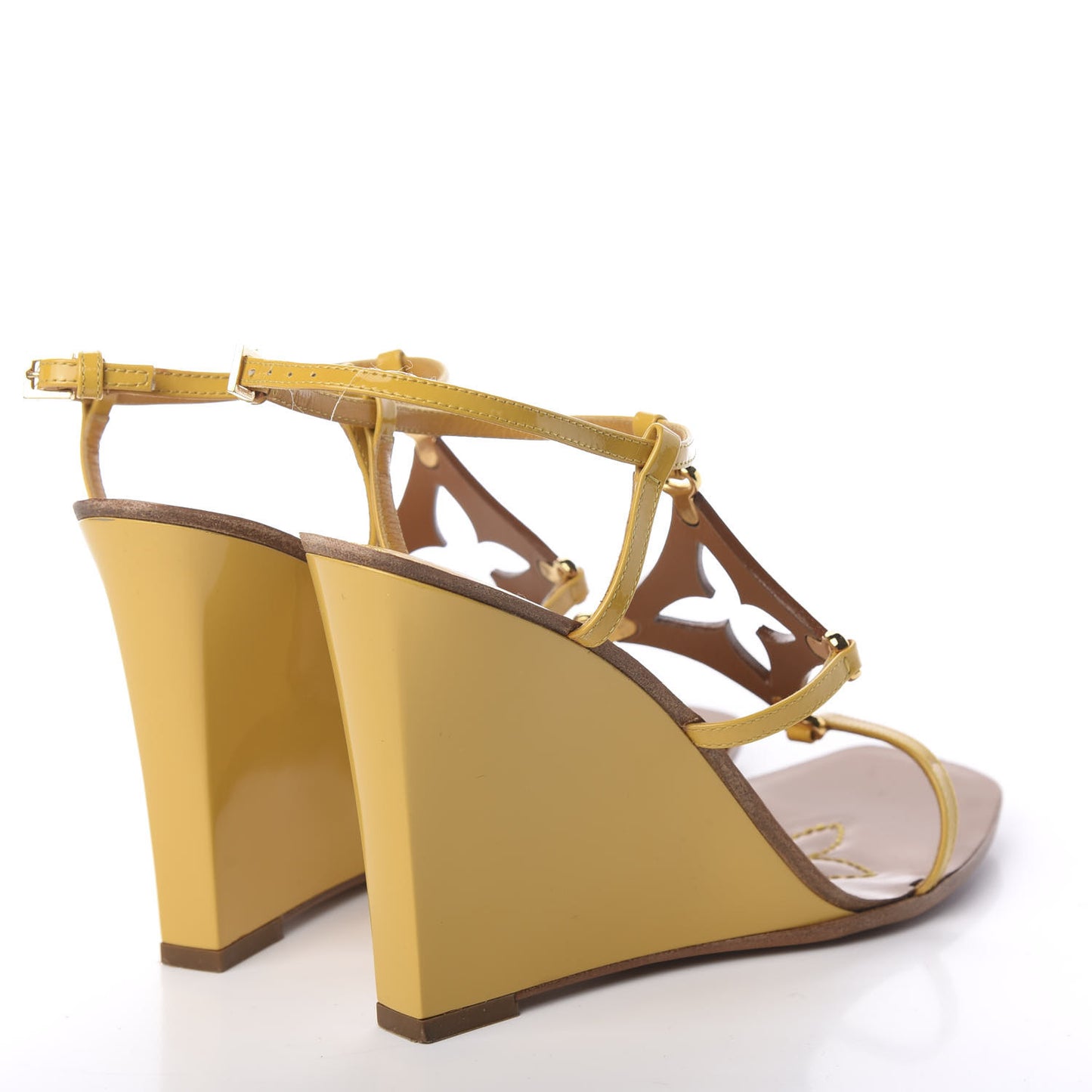 Patent Capricieuse Wedge Sandals 40 Yellow