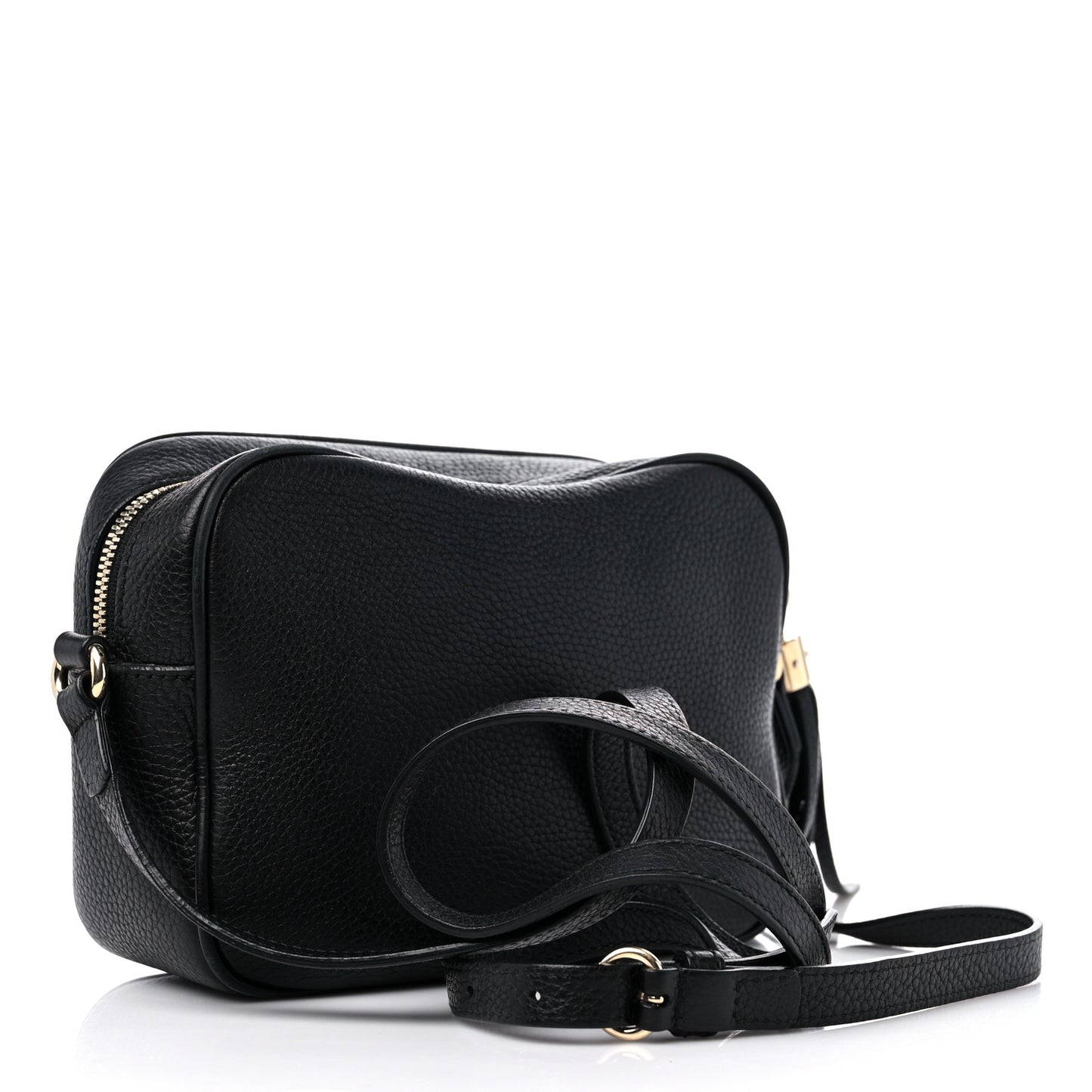 Pebbled Calfskin Small Soho Disco Bag Black