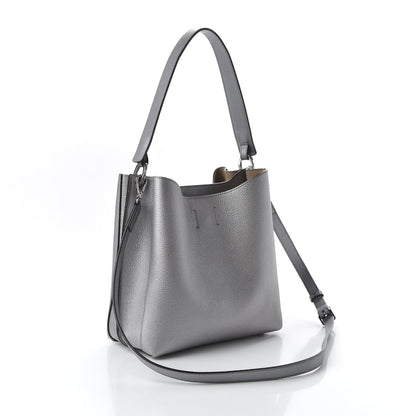 MCM Metallic Grained Calfskin Medium Milla Hobo Silver 3 of 8