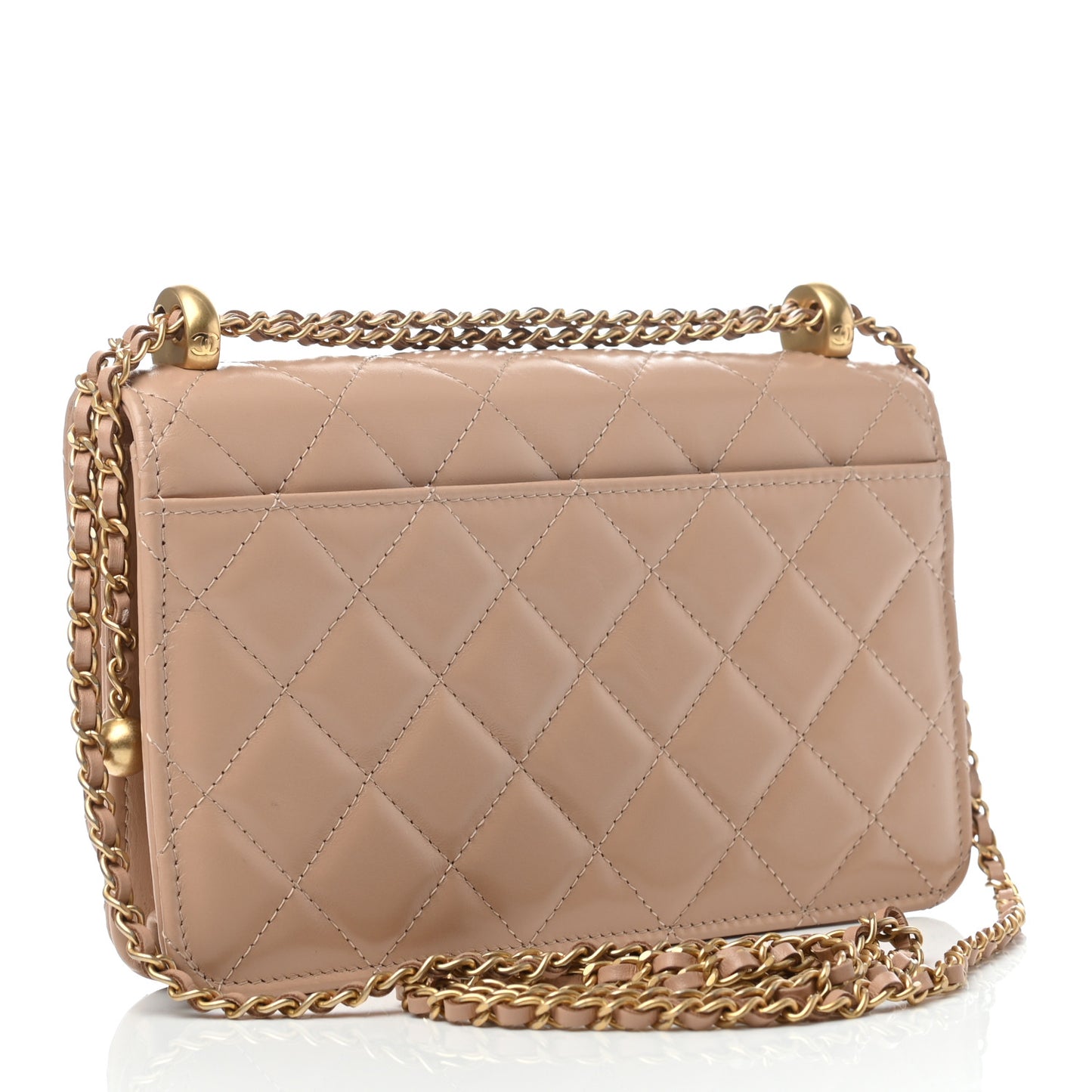 Calfskin Quilted Perfect Fit Wallet On Chain WOC Beige