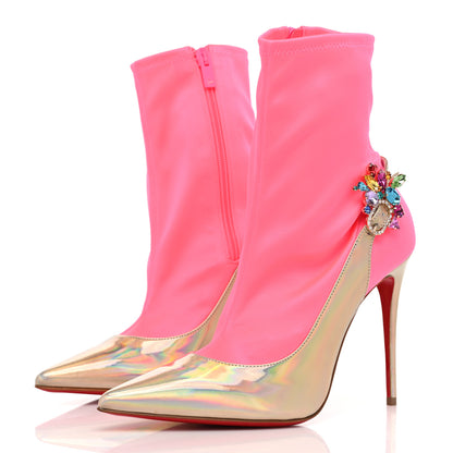 Christian Louboutin Iridescent Patent Crystal Jessie Joli Ankle Boot 40 Rose Fluorescent 3 of 10