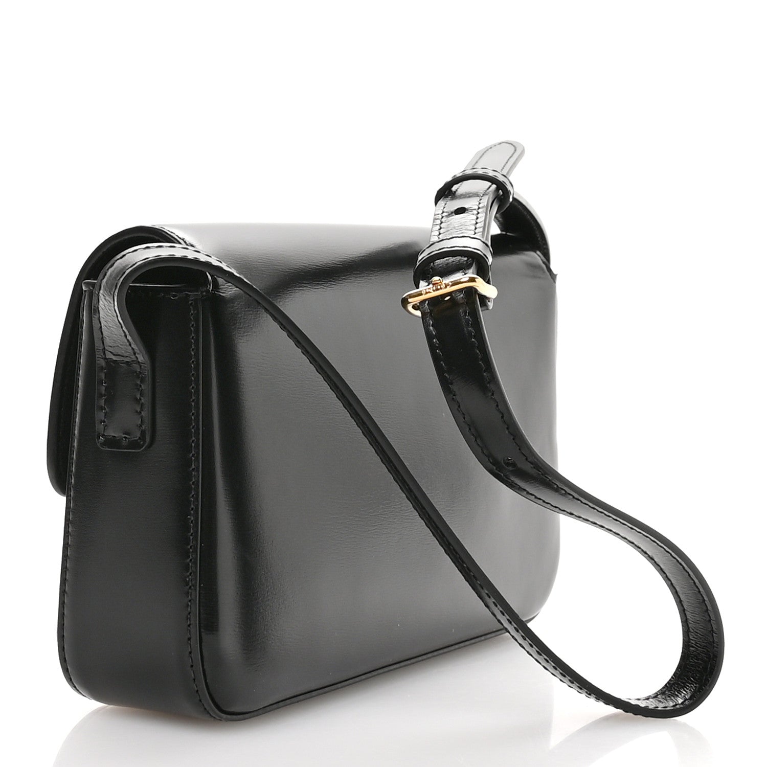 Celine Shiny Calfskin Triomphe Shoulder Bag Black 3 of 11