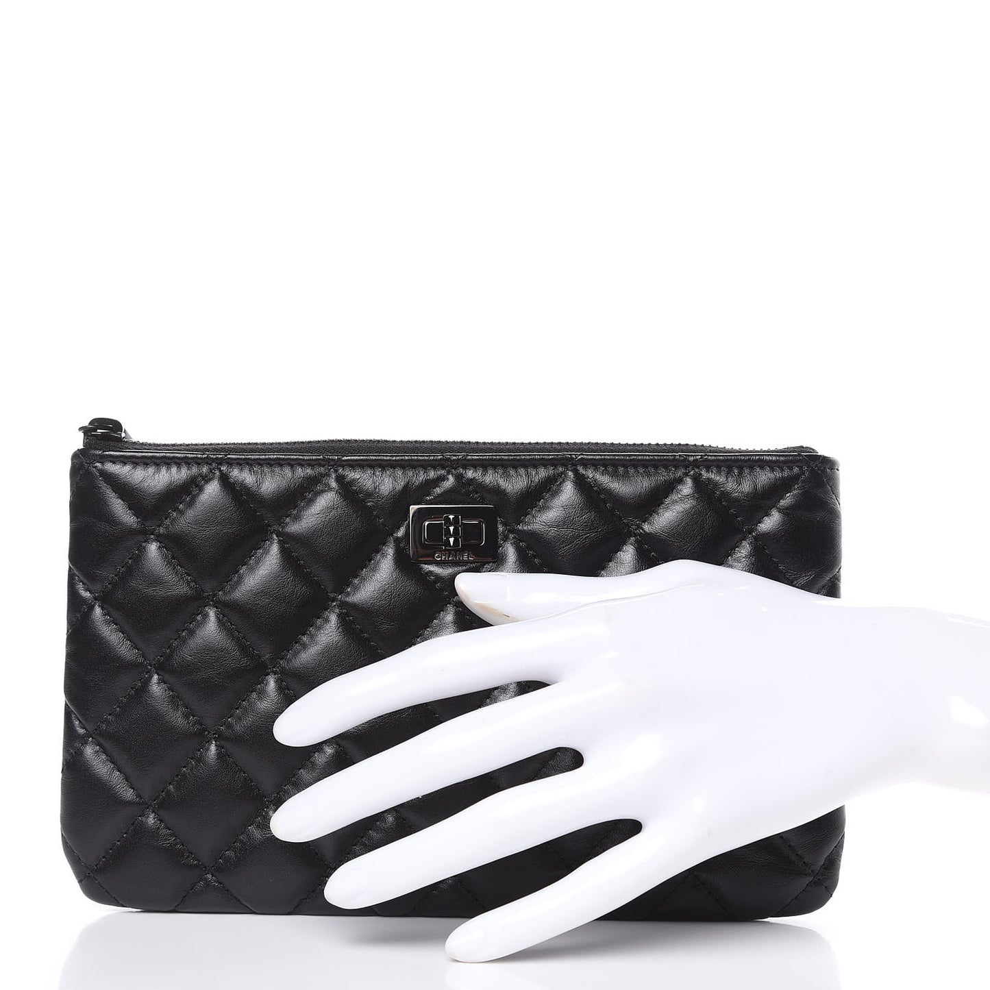 Aged Calfskin Quilted Medium Reissue Cosmetic Case So Black