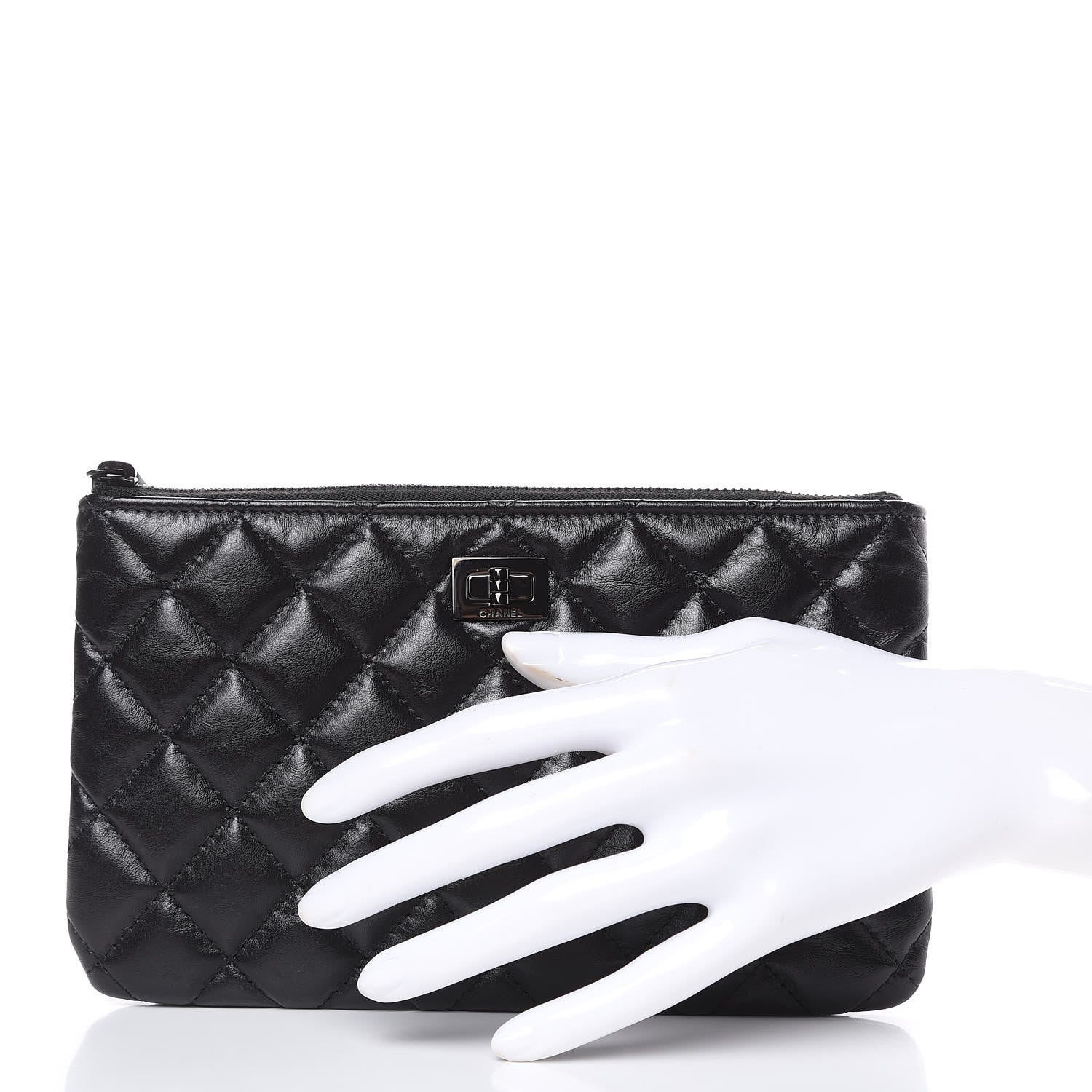 Chanel Aged Calfskin Quilted Medium Reissue Cosmetic Case So Black 2 of 8