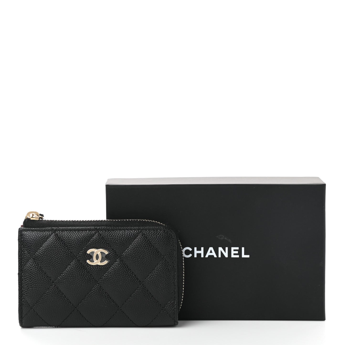 Caviar Quilted Zipped Key Holder Case Black