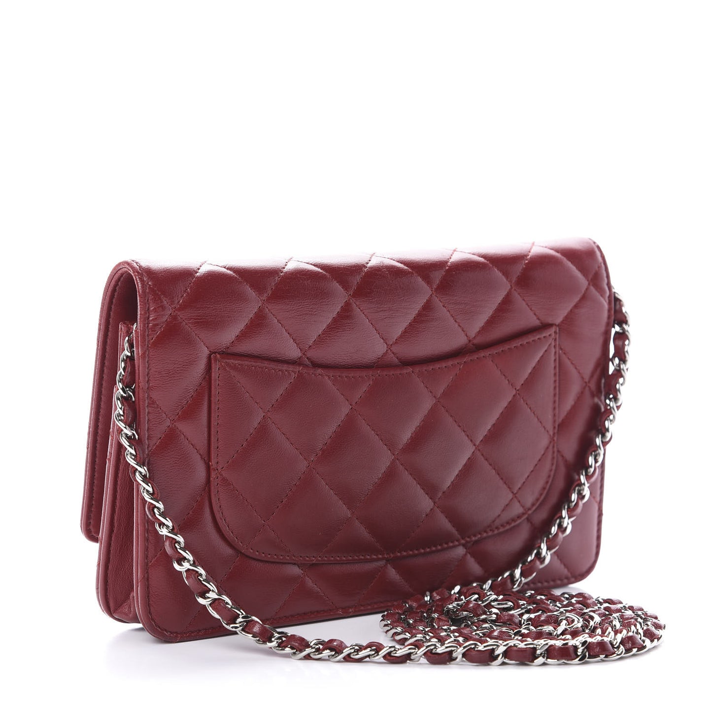 Lambskin Quilted Wallet On Chain WOC Red