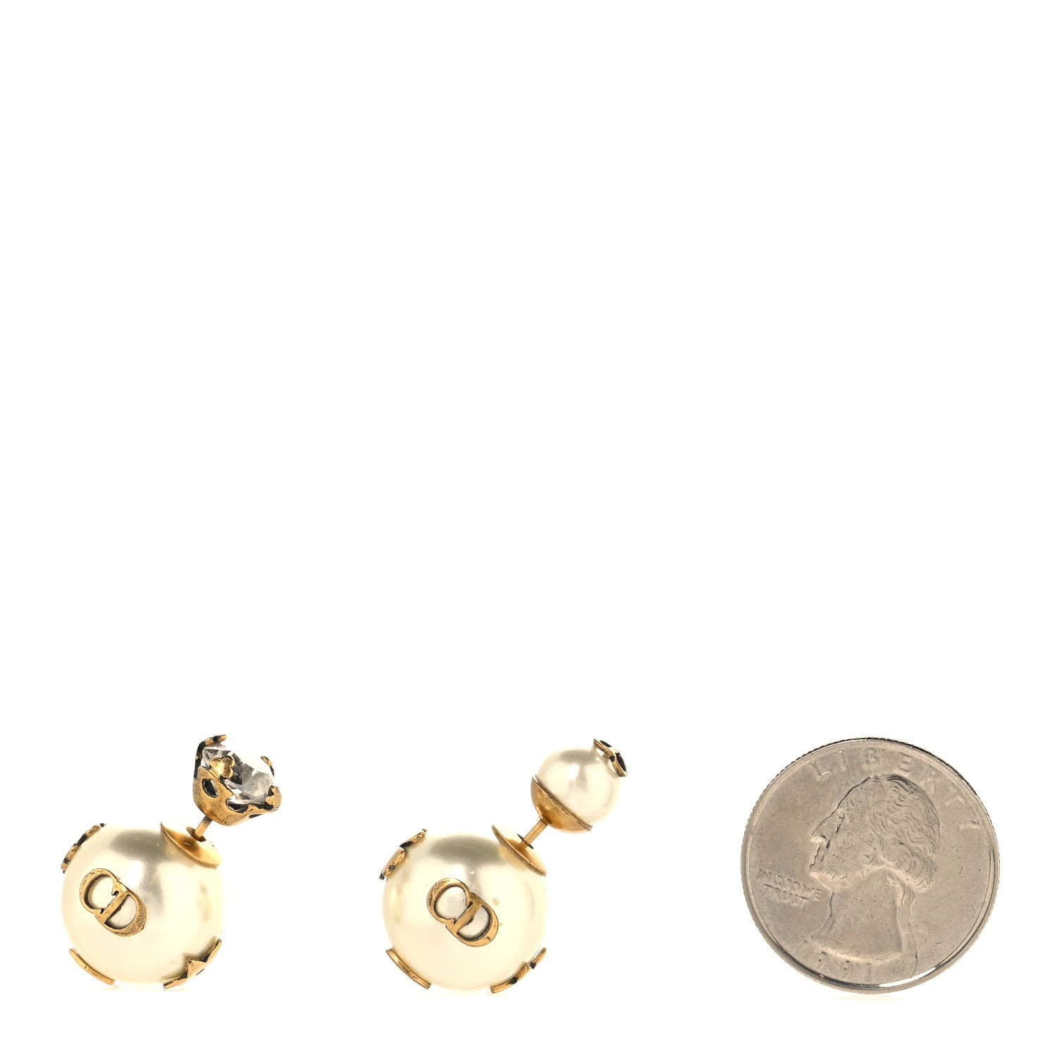 Christian Dior Pearl Crystal Tribales Bee Earrings Gold 2 of 5