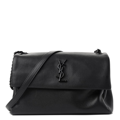 Saint Laurent Grain De Poudre Medium West Hollywood Monogram Fold-Over Black 1 of 9