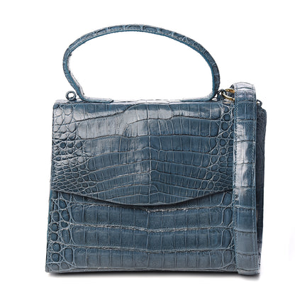 Nancy Gonzalez Crocodile Top Handle Shoulder Bag Blue 1 of 9