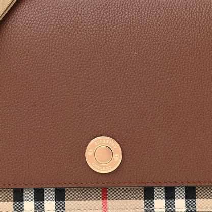 Burberry Calfskin Vintage Check Note Crossbody Bag Tan 7 of 10