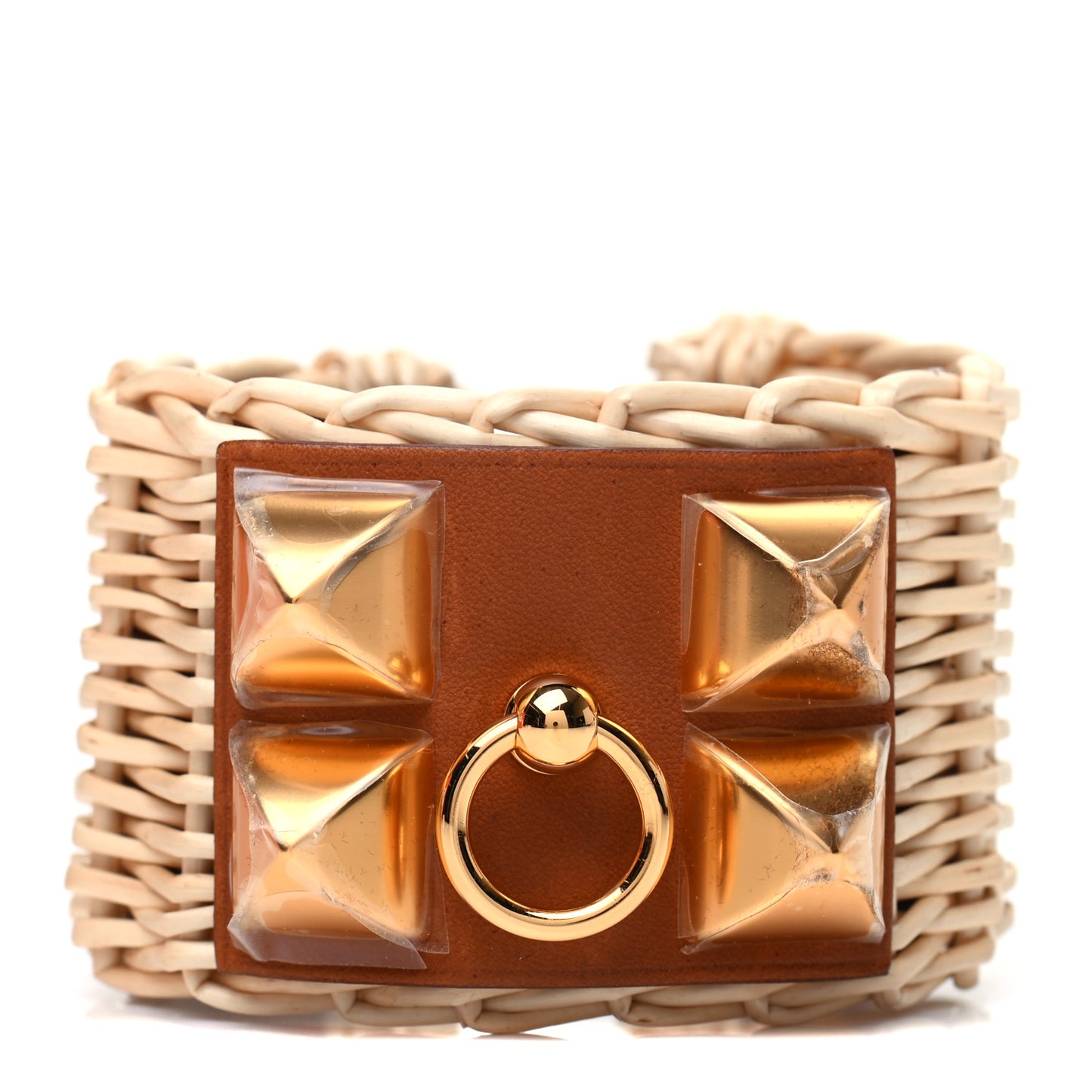 Wicker Barenia Medor Picnic Cuff Bracelet Fauve