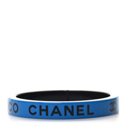 Chanel Resin Logo Bangle Bracelet Blue Black 1 of 4