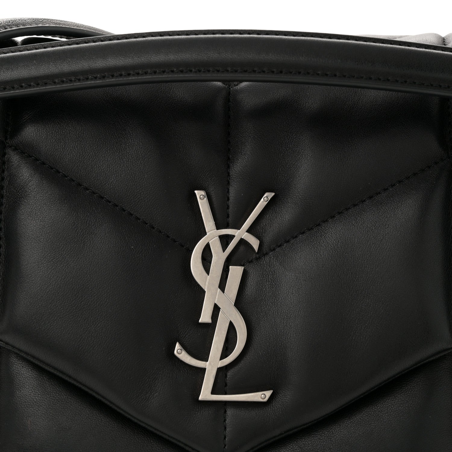 Saint Laurent Lambskin Quilted Medium Loulou Puffer Monogram Chain Satchel Black 8 of 10