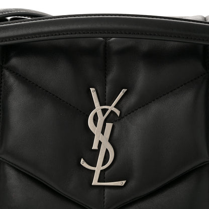Saint Laurent Lambskin Quilted Medium Loulou Puffer Monogram Chain Satchel Black 8 of 10