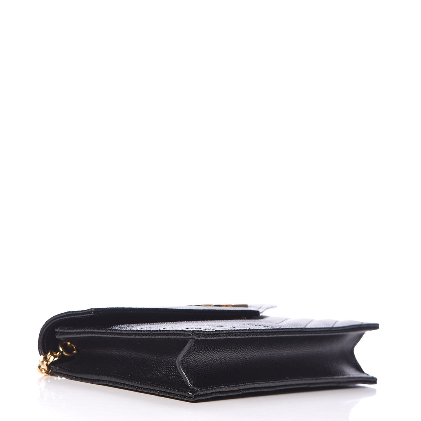 Grain De Poudre Matelasse Chevron Monogram Envelope Chain Wallet Black