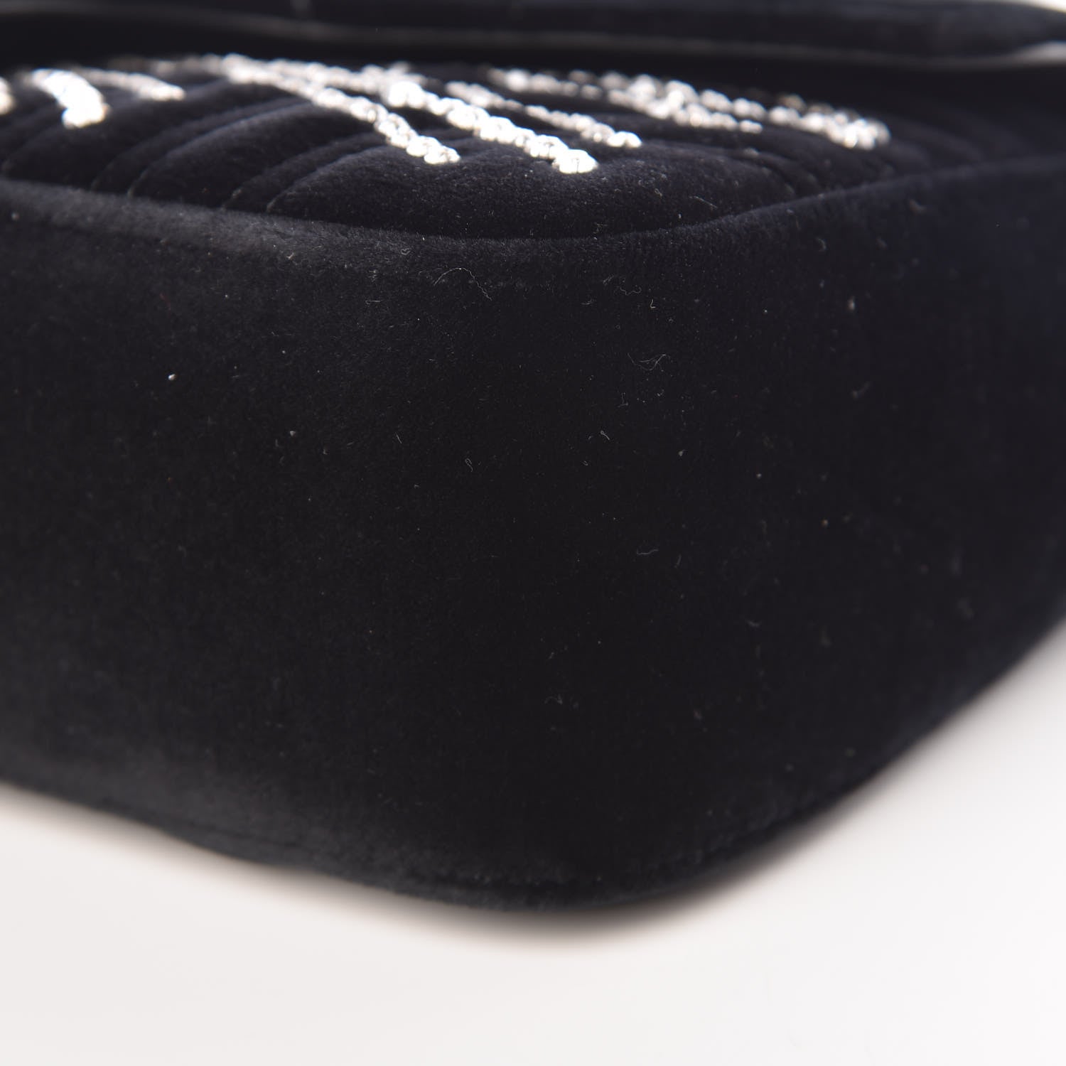 Gucci Velvet Matelasse Marquise Crystals Embroidered Small GG Marmont Shoulder Bag Black 10 of 11