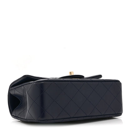 Chanel Lambskin Quilted Mini Top Handle Rectangular Flap Navy Blue 4 of 10