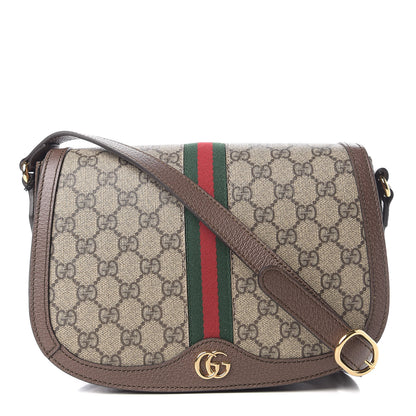 Gucci GG Supreme Monogram Web Small Ophidia Flap Messenger Bag Brown 1 of 10