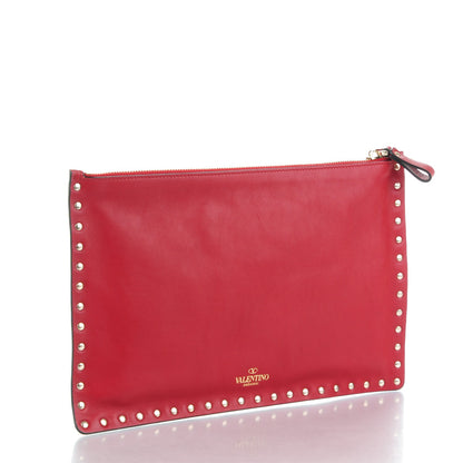 Valentino Garavani Vitello Large Rockstud Zip Pouch Red 3 of 7