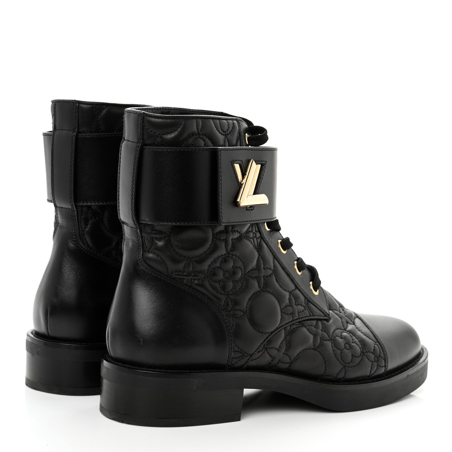 Louis Vuitton Calfskin Embossed Wonderland Ranger Boots 37 Black 4 of 9