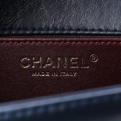 Chanel Calfskin Embossed Small Paris Salzburg Boy Flap Navy 6 of 11