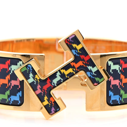 Hermes Enamel Cheval Pixel Narrow Clic Clac H Bracelet PM Indigo Multicolor 4 of 5