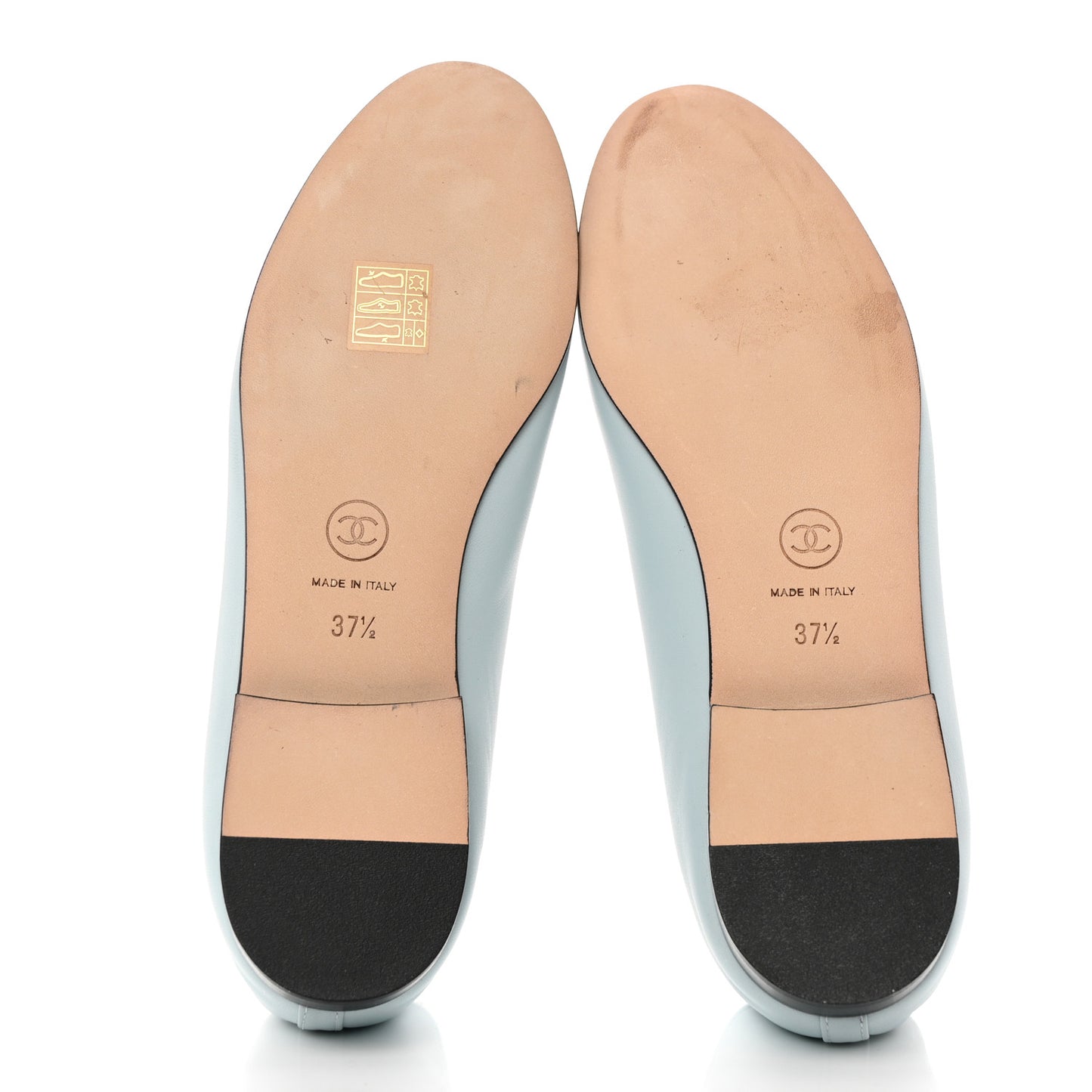 Lambskin Cap Toe CC Ballerina Flats 37.5 Light Blue Black