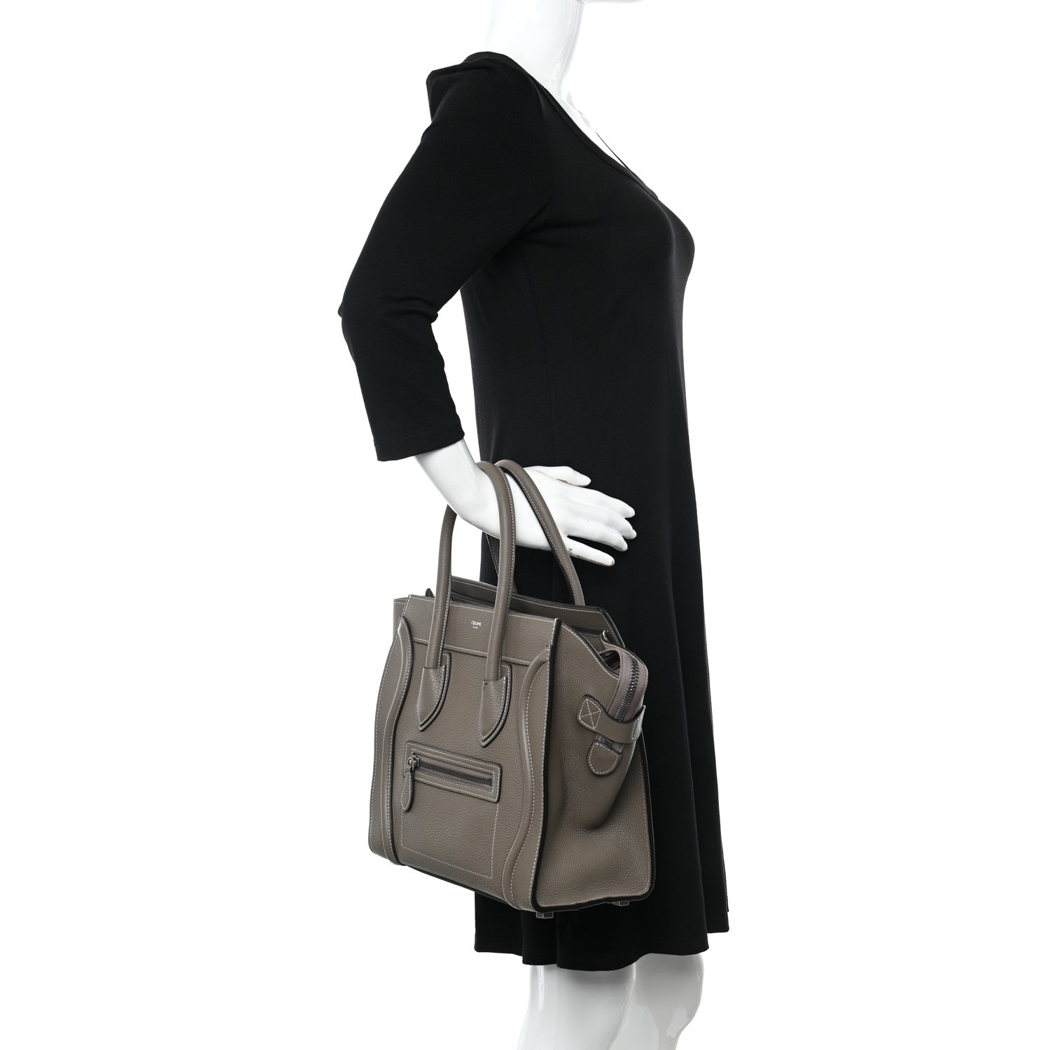 Celine Drummed Calfskin Micro Luggage Souris 2 of 13