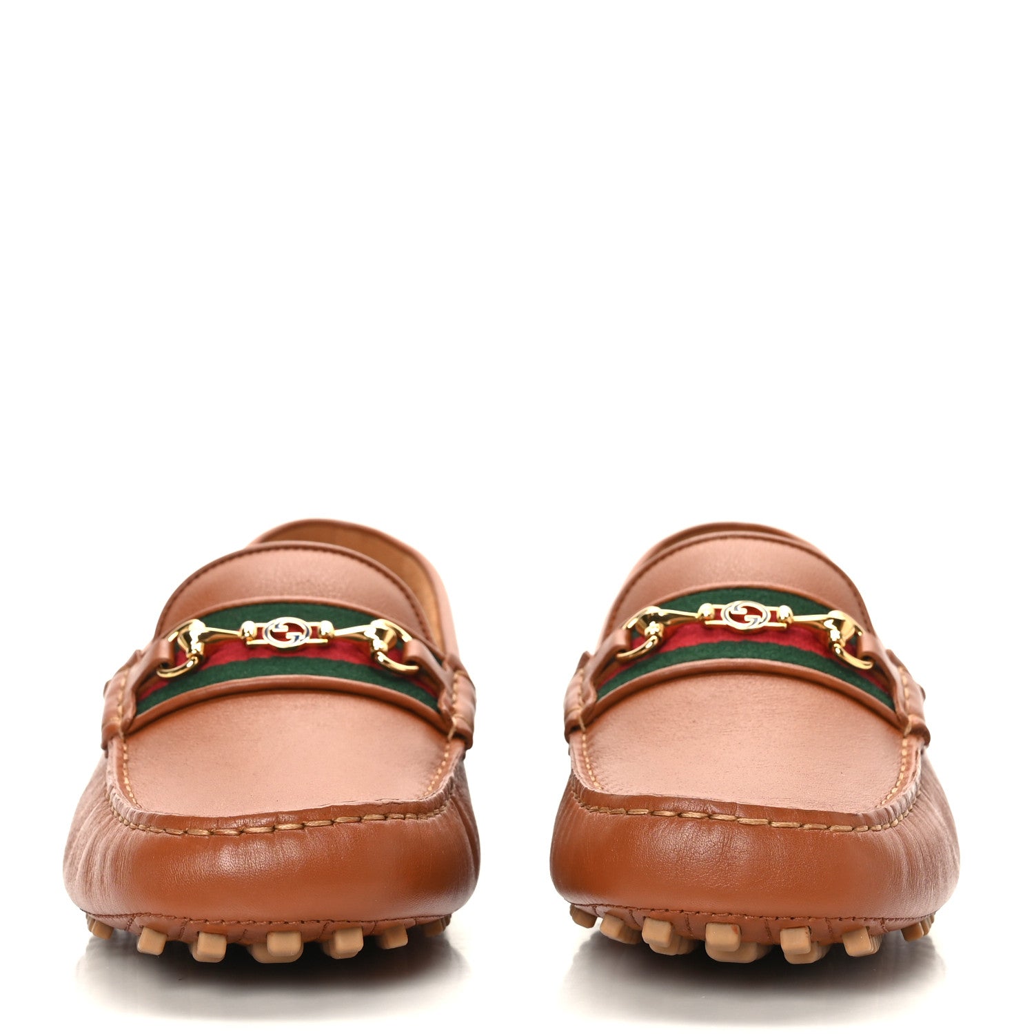 Gucci Soft Clove Calfskin Web Mens Horsebit Driver Loafers 9.5 Cognac 2 of 8