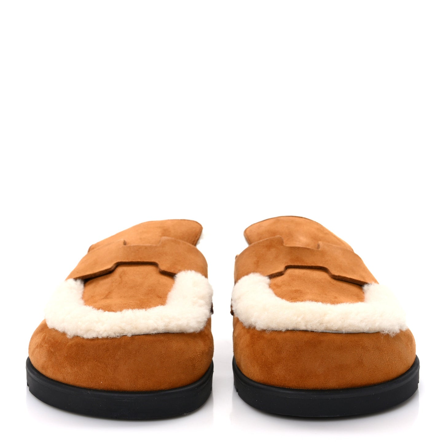 Suede Goatskin Shearling Go Mules 38 Beige Kraft Ecru