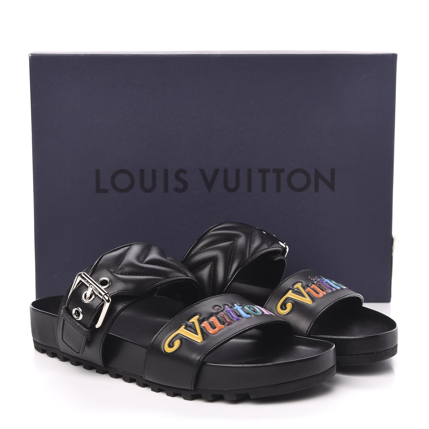 Louis Vuitton Calfskin New Wave Bom Dia Mule Sandals 37 Black 9 of 9