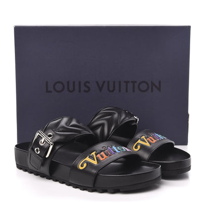 Louis Vuitton Calfskin New Wave Bom Dia Mule Sandals 37 Black 9 of 9