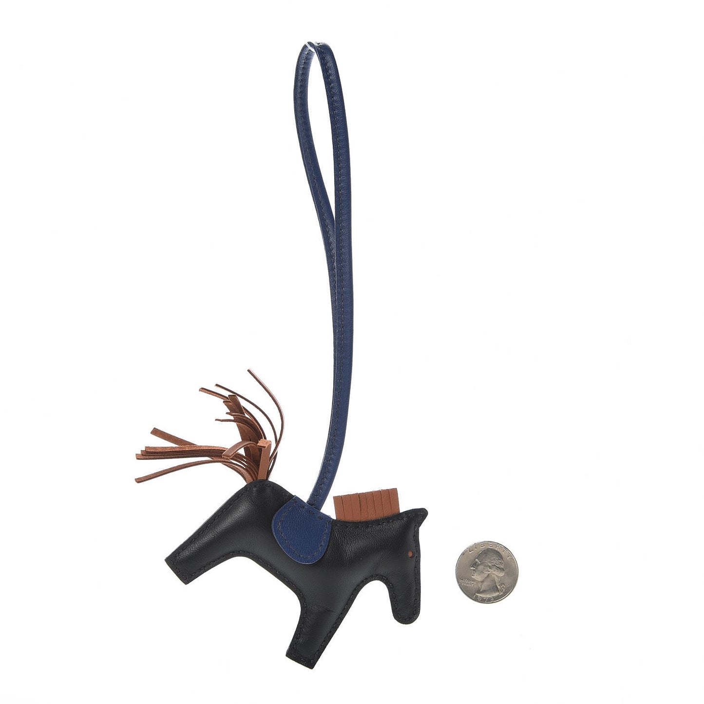 Milo Lambskin Grigri Rodeo Horse Bag Charm PM Black Bleu Saphir Gold