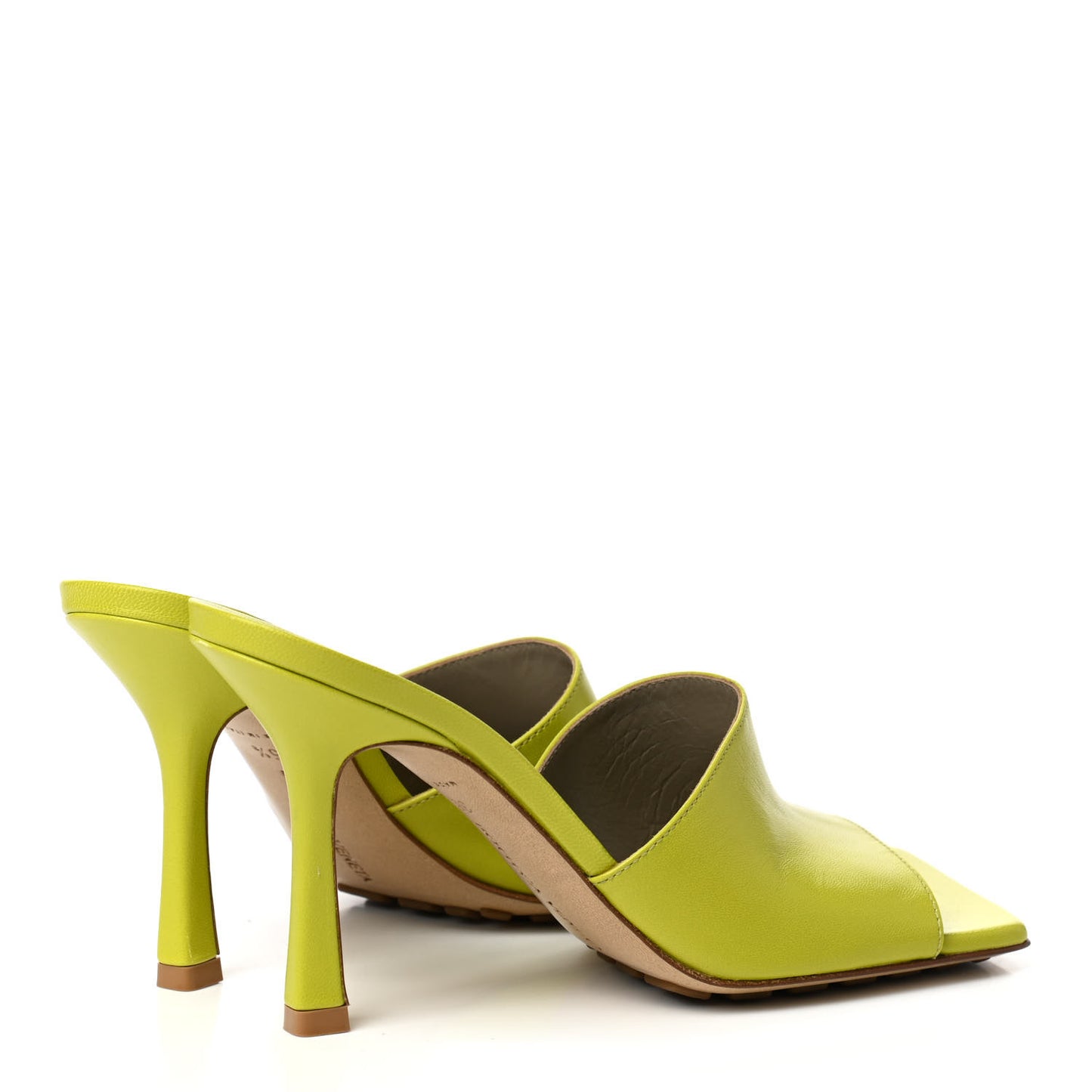 Lambskin Stretch Mule Sandals 35.5 Kiwi