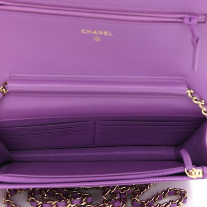 Chanel Caviar Quilted CC Filigree Wallet On Chain WOC Purple 5 of 12