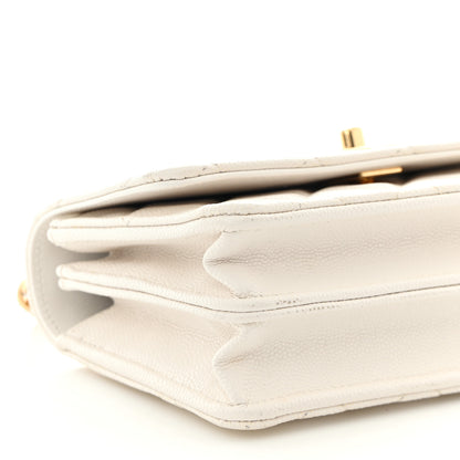 Chanel Shiny Caviar Quilted Flap Charm Small Wallet On Chain WOC White 10 of 15