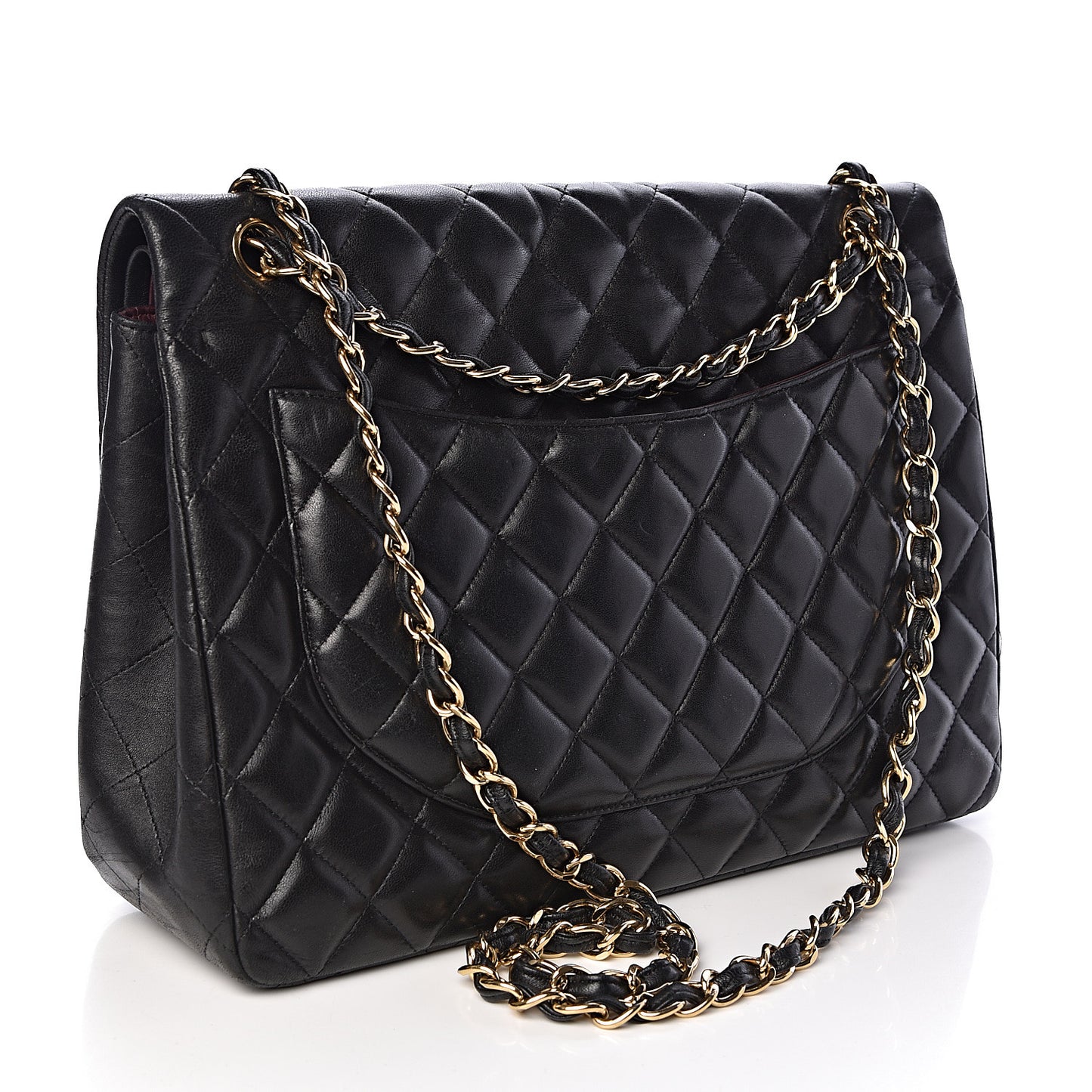 Lambskin Quilted Maxi Double Flap Black