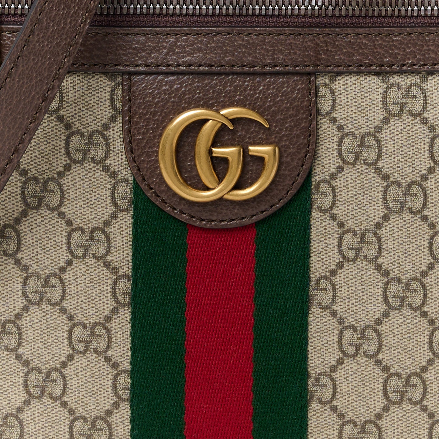 GG Supreme Monogram Web Small Ophidia Messenger Bag Brown