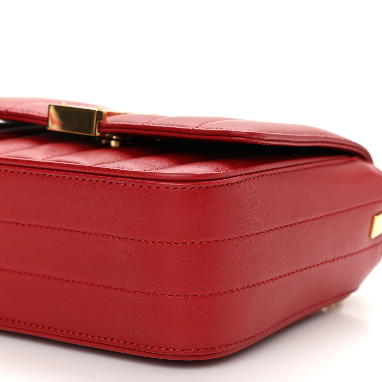 Saint Laurent Lambskin Matelasse Monogram Small Vicky Chain Bag Red 9 of 9