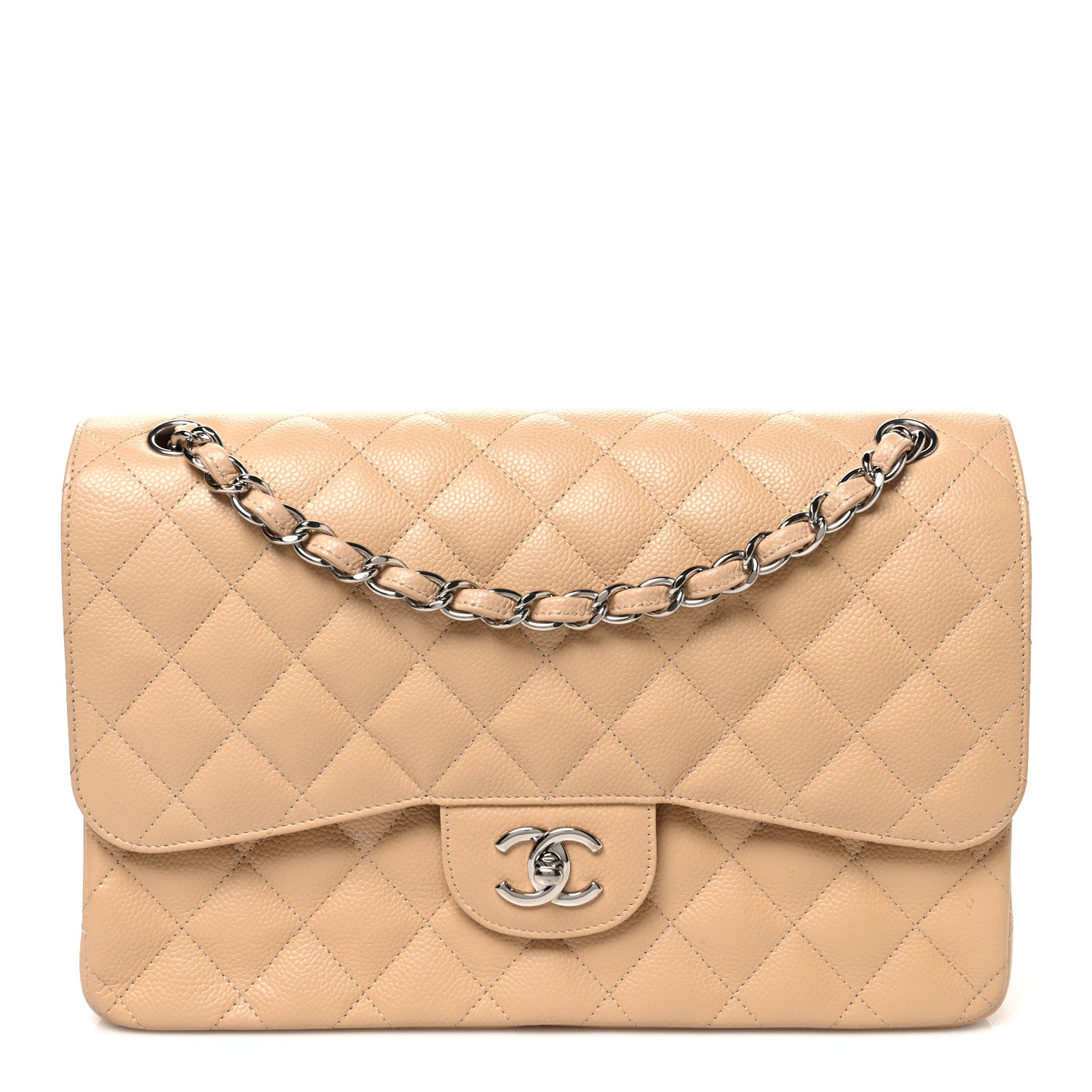 Chanel Caviar Quilted Jumbo Double Flap Beige 1 of 10
