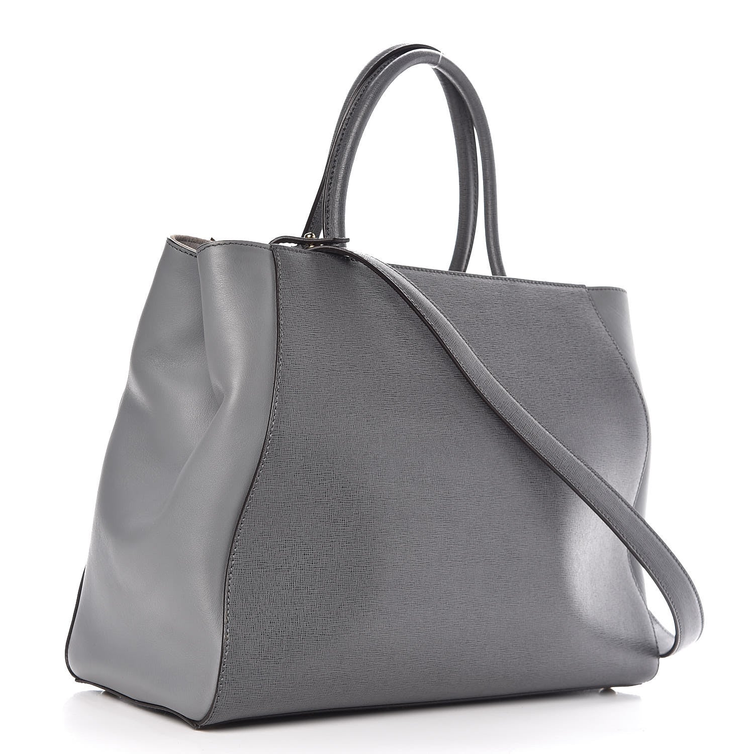 Fendi Vitello Elite Flamingo Regular 2Jours Tote Grigio Grigio Chiaro 4 of 8