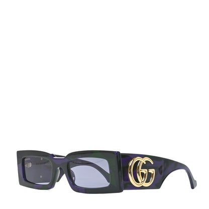 Gucci Acetate Rectangular Sunglasses GG1425S Havana Purple Green 1 of 8