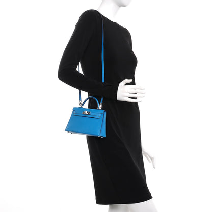 Hermes Chevre Mysore Mini Kelly Sellier 20 Bleu Zanzibar 2 of 9