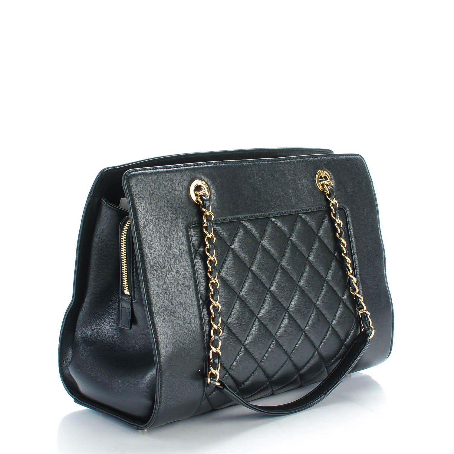 Chanel Sheepskin Quilted Mademoiselle Vintage Shopping Tote Black 4 of 11