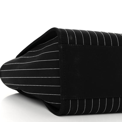 Chanel Canvas Calfskin Striped Medium Deauville Tote Black White 10 of 12