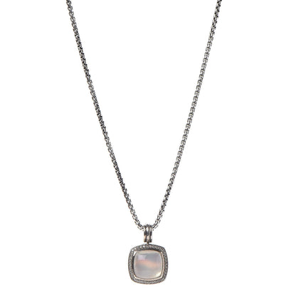 David Yurman Sterling Silver 18K Yellow Gold Diamond Moonstone 14mm Albion Enhancer Pendant Necklace 1 of 6